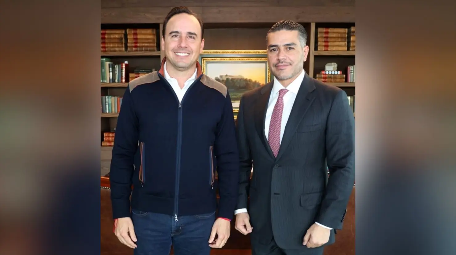 El gobernador Manolo Jiménez y el secretario de Seguridad Omar García Harfuch. (Manolo Jiménez)