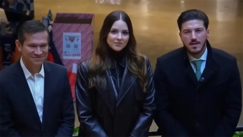 El gobernador Samuel García, la titular de Amar a Nuevo León, Mariana Rodríguez y directivo de Amazon. Foto: Instagram Samuel García