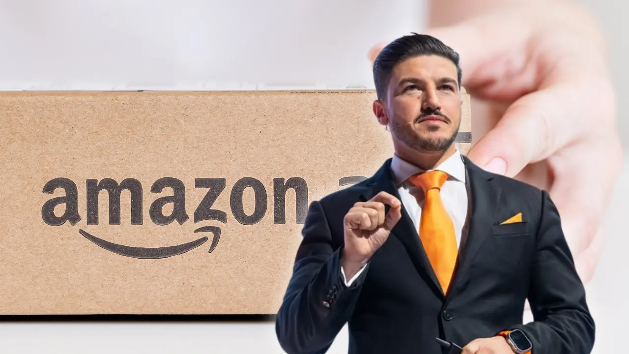 De fondo una caja de Amazon y el gobernador de Nuevo León, Samuel García. Foto: Canva I Instagram Samuel García
