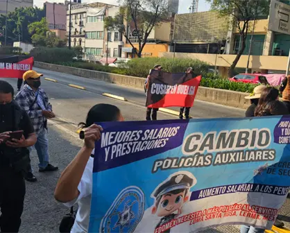 VIDEO | Policías auxiliares del Edomex protestan en CDMX: exigen mejores salarios y prestaciones