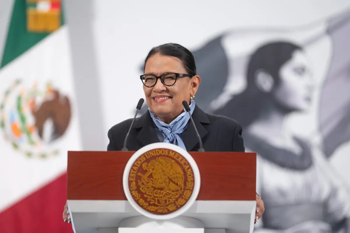 Rosa Icela Rodríguez en conferencia de prensa. Foto: Presidencia de la República