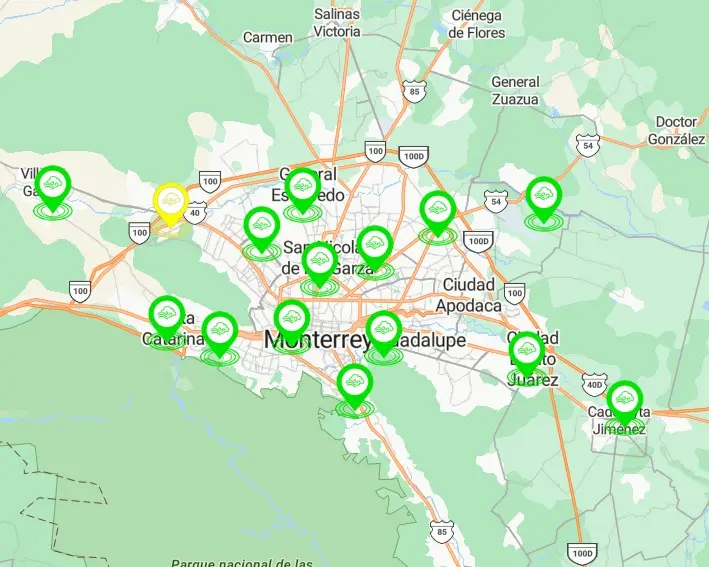 Durante las primeras horas de este viernes, la calidad del aire en Monterrey se reportó mayormente positiva en 14 de las 15 estaciones. Foto: SIMA Nuevo León.