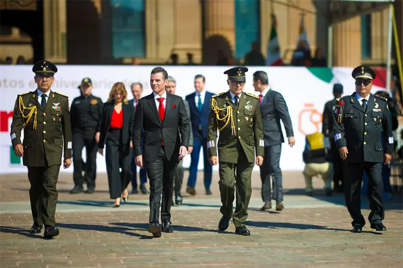 El funcionario estatal destaca los avances en infraestructura y seguridad como parte de la estrategia del gobierno de Nuevo León. Fotografía: Secretaría General de Gobierno