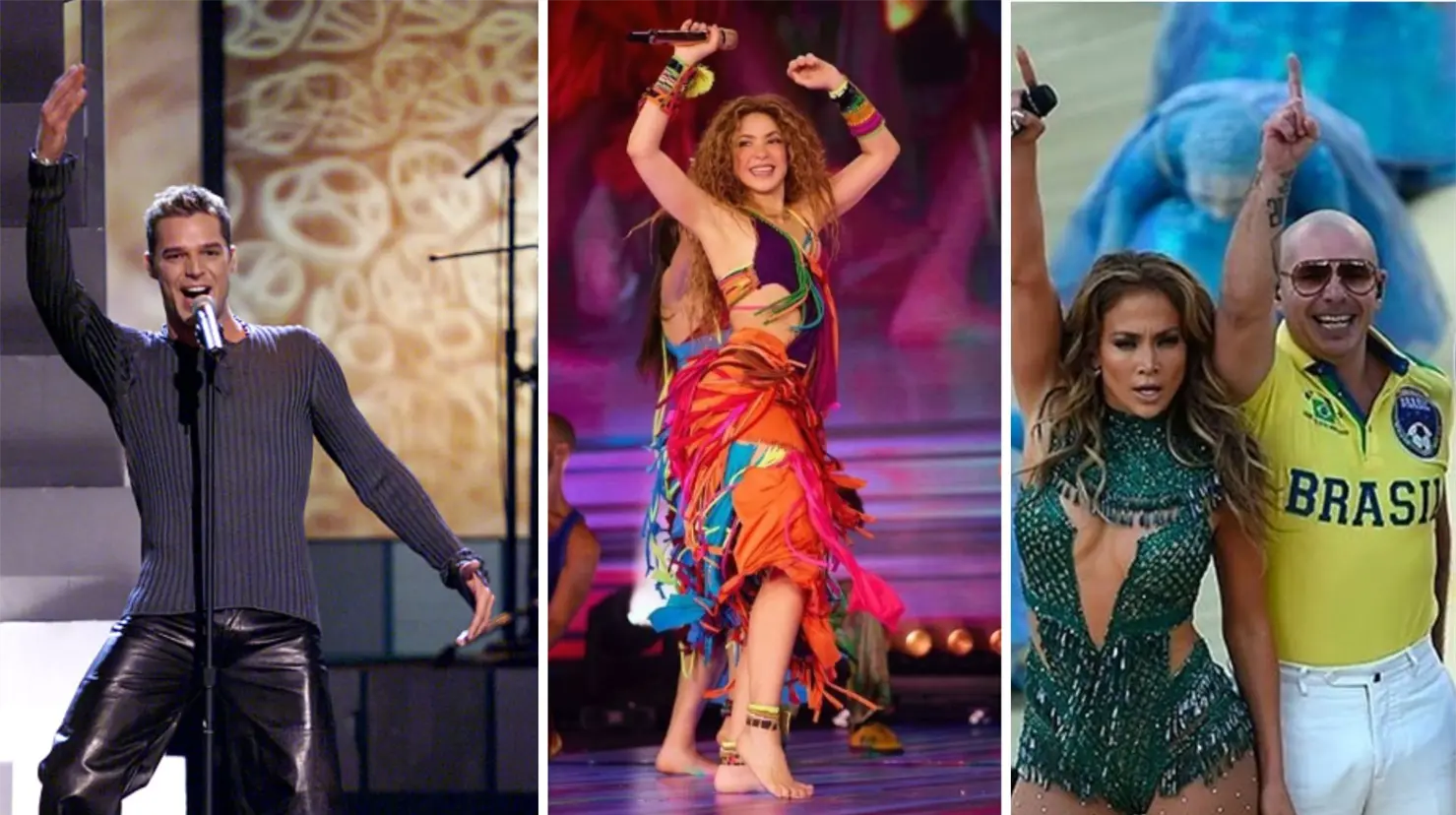 Ricky Martin, Shakira y Pitbul junto con Jennifer Lopez han interpretado canciones en las pasadas ediciones del Mundial. Foto. Canva.