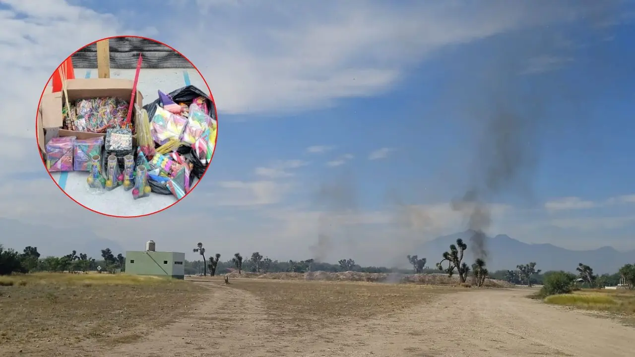 250 kilogramos de pirotecnia incautada en días recientes Foto: Secretaría de Seguridad Pública y Vialidad de Apodaca