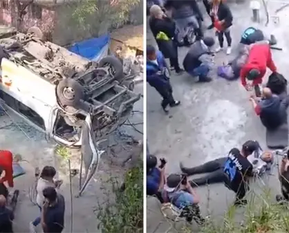 Vuelca combi en Edomex; varios pasajeros resultan heridos y reciben atención médica