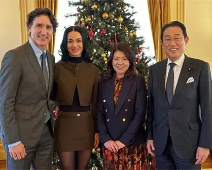 Katy Perry y Justin Trudeau aparecen públicamente juntos con reconocido político japonés