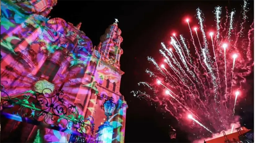imagen recuadro Video mapping proyectado en la Catedral de Guadalajara |FOTO: Facebook - ¿Qué onda Lagos? |