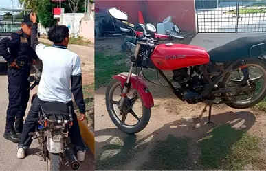 Por conducir sin casco y jugando carreras; policía retiene motocicleta a estudiante de Acanceh