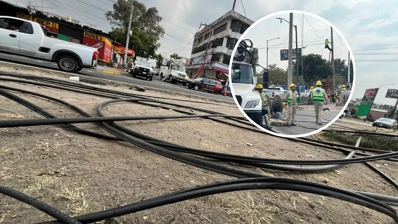 Derribo de postes con cables de alta tensión en Iztapalapa, afecta cuatro colonias.| Foto: Luis Antonio Alfaro
