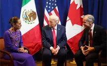 Comercio, tema central en plática de Donald Trump, Claudia Sheinbaum y Mark Carney durante sorteo