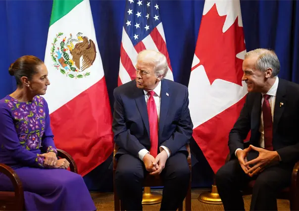 Comercio, tema central en plática de Donald Trump, Claudia Sheinbaum y Mark Carney durante sorteo