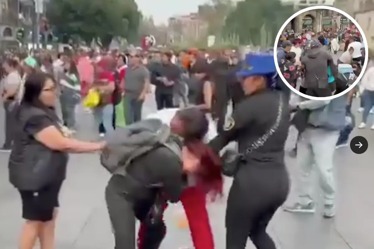 ¿Qué pasó en el Zócalo? La disputa navideña que desató una trifulca en pleno Centro Histórico. Foto: X @azucenau