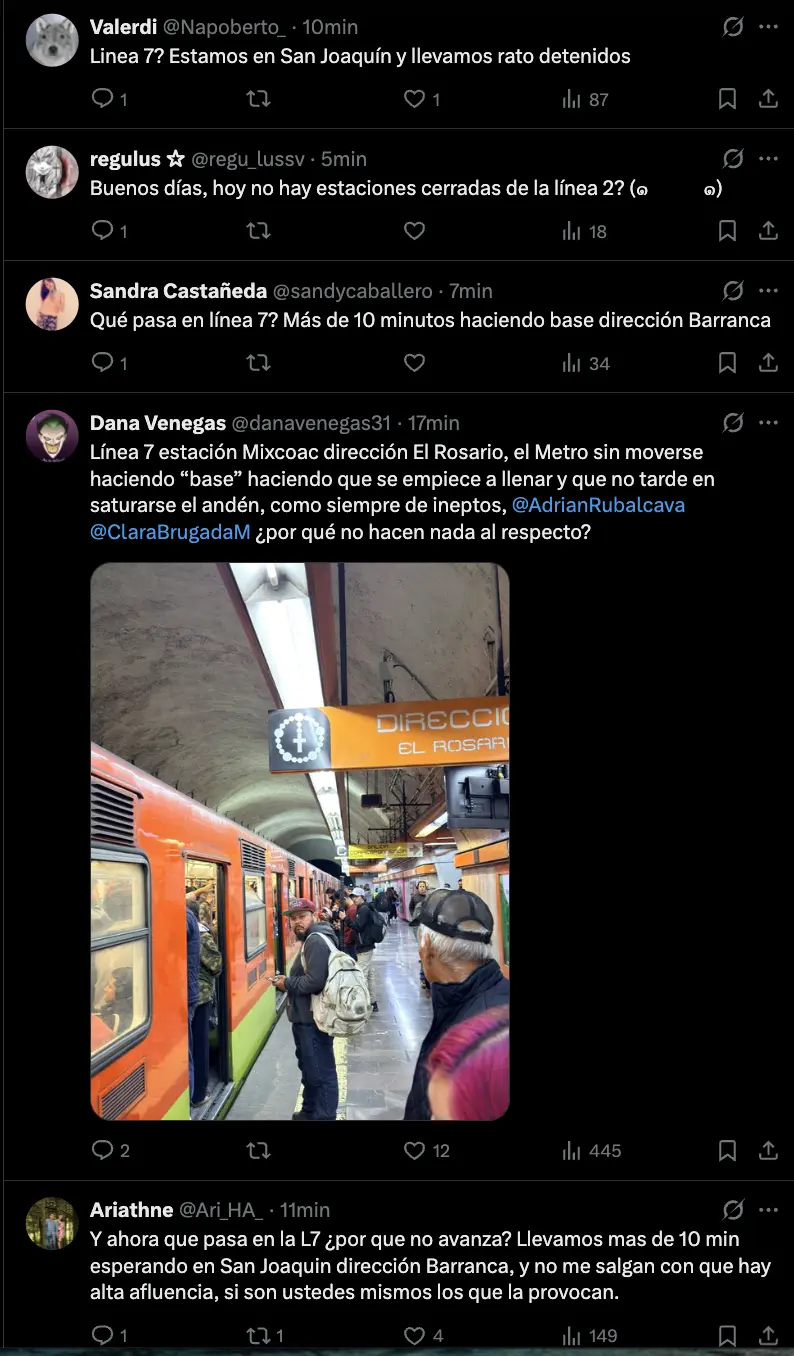 Foto: comentario sobre avance del Metro CDMX.  Foto: captura X (@MetroCDMX)