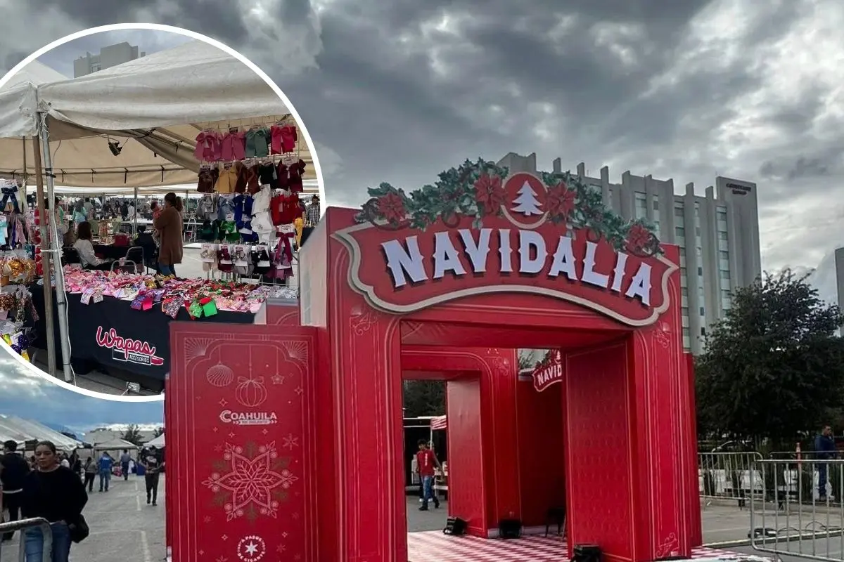 Arco de apertura de Navidalia 2025 en Saltillo en Parque Centro / Foto: Wapas | Canva
