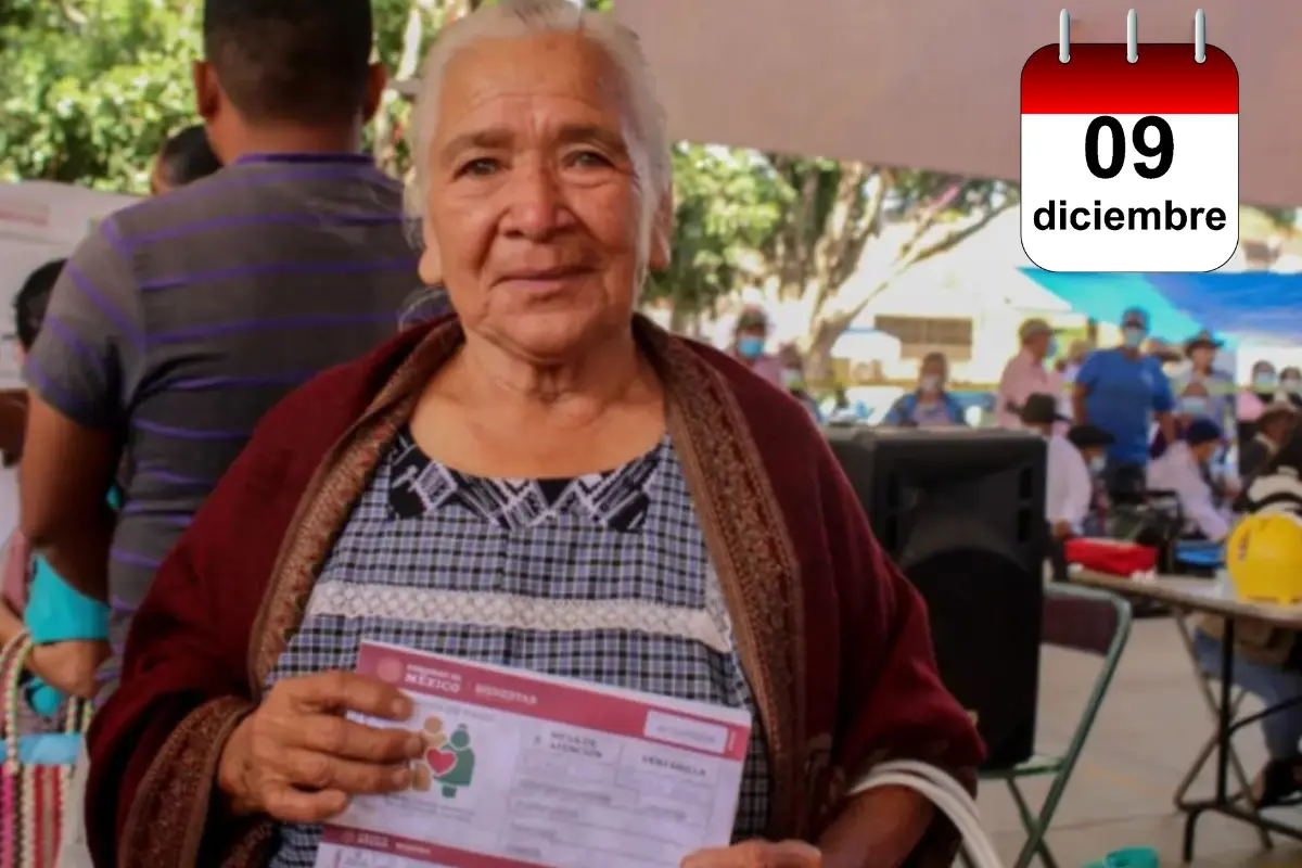 Pensión Bienestar: ¿Qué adultos mayores se registran hoy 9 de diciembre de 2025? Foto: Gobierno de México | caledario.website | Canva