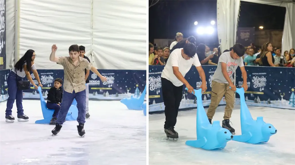 Así se puede disfrutar de la pista de patinaje "Magia sobre Hielo" de Mérida en esta Navidad