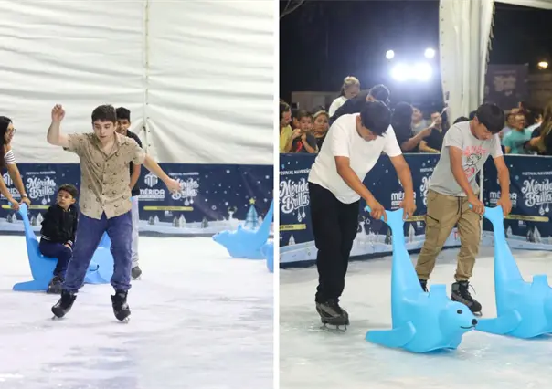 As&iacute; se puede disfrutar de la pista de patinaje "Magia sobre Hielo" de M&eacute;rida en esta Navidad