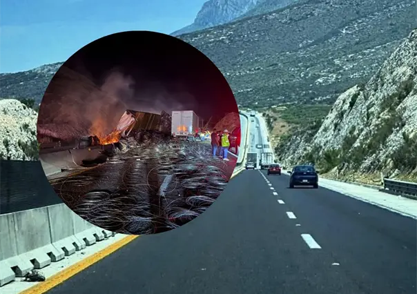 Autopista Monterrey - Saltillo es reabierta tras 14 horas de cierre por el choque m&uacute;ltiple e incendio