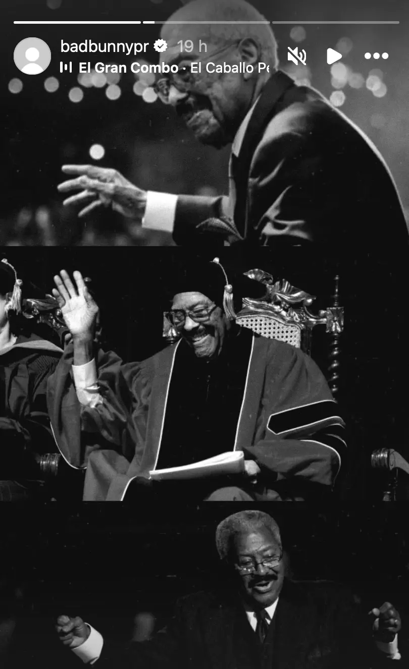 imagen recuadro Rafael Ithier, músico y fundador de El Gran Combo de Puerto Rico, inspiró a un sinfín de artistas, entre ellos Bad Bunny, uno de los más destacados de la música actual (Foto: Captura de pantalla, IG @badbunnypr)