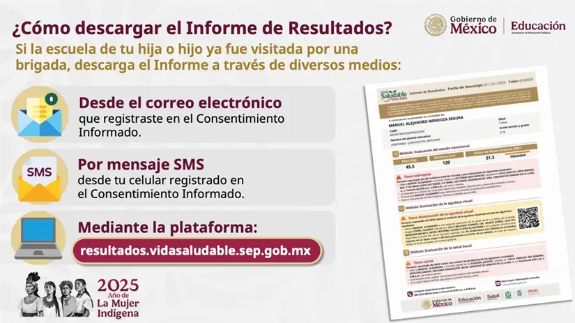 imagen recuadro Ficha de información sobre cómo descargar el Informe de Resultados de estudiantes de primaria. Captura de pantalla: YouTube (Claudia Sheinbaum)