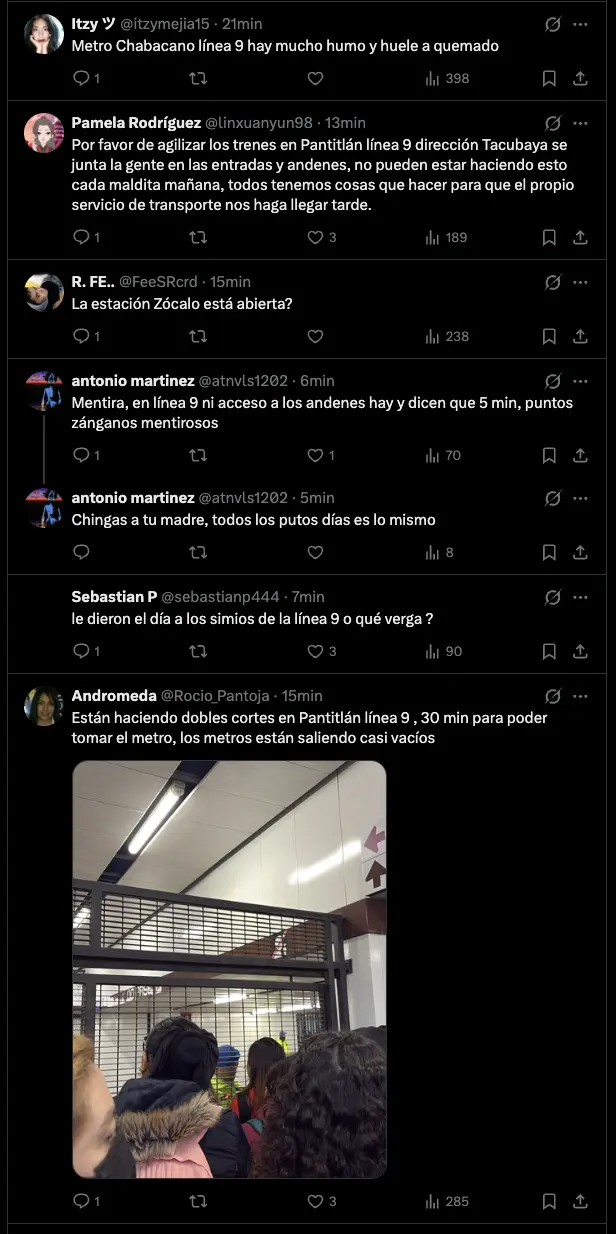 comentario sobre avance del Metro CDMX.  Foto: captura X (@MetroCDMX)