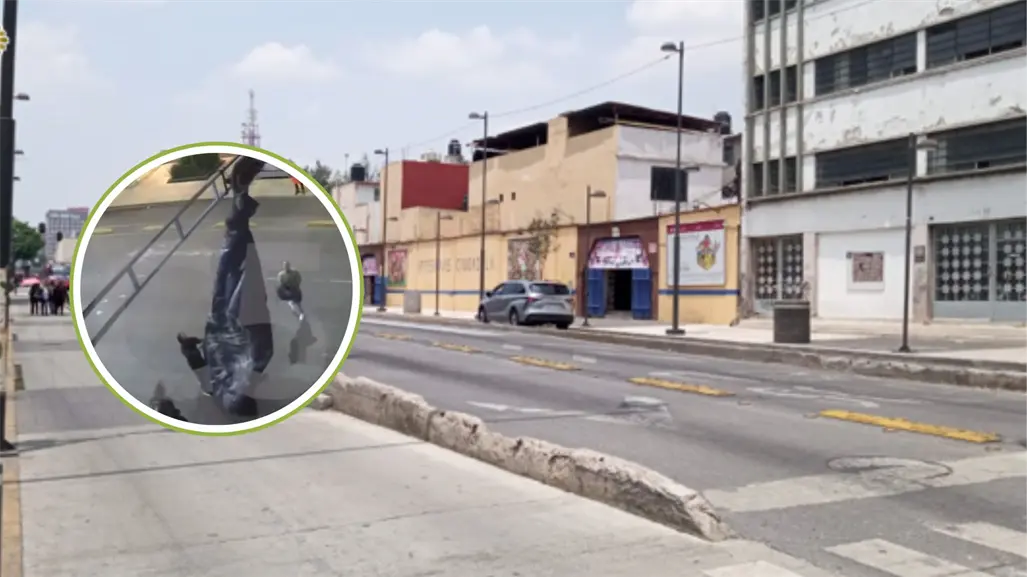 VIDEO | Paracaidista sorprende al quedar suspendido en un cruce del Centro de CDMX