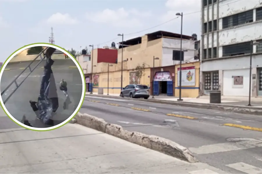 VIDEO | Paracaidista sorprende al quedar suspendido en un cruce del Centro de CDMX