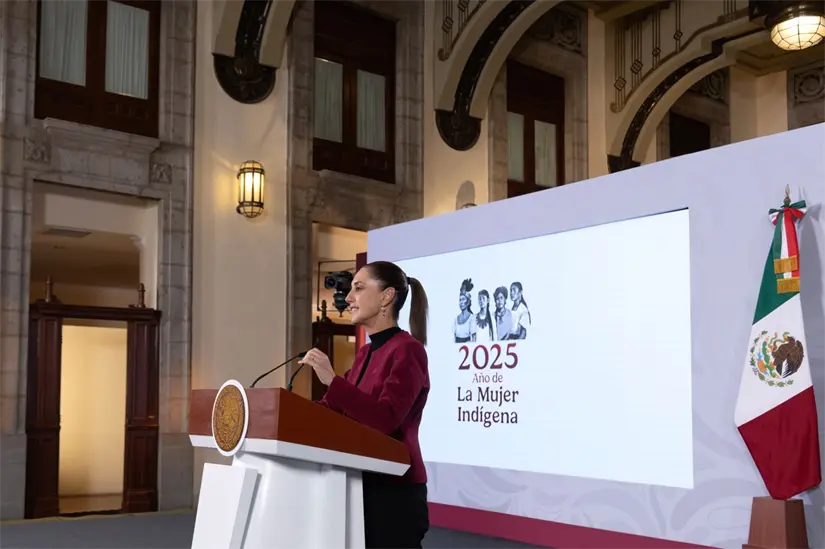 imagen recuadro Claudia Sheinbaum en conferencia de prensa del 9 de diciembre. Foto: Presidencia de la República