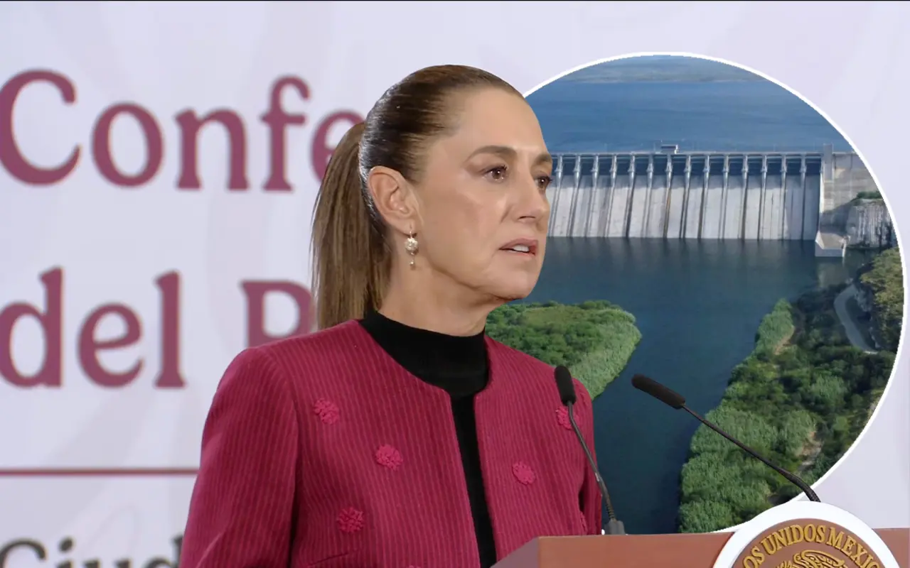 Claudia Sheinbaum y Presa Internacional La Amistad en el Río Bravo. Foto: Comisión Internacional de Límites y Aguas entre México y Estados Unidos / Captura de pantalla: YouTube (Claudia Sheinbaum)