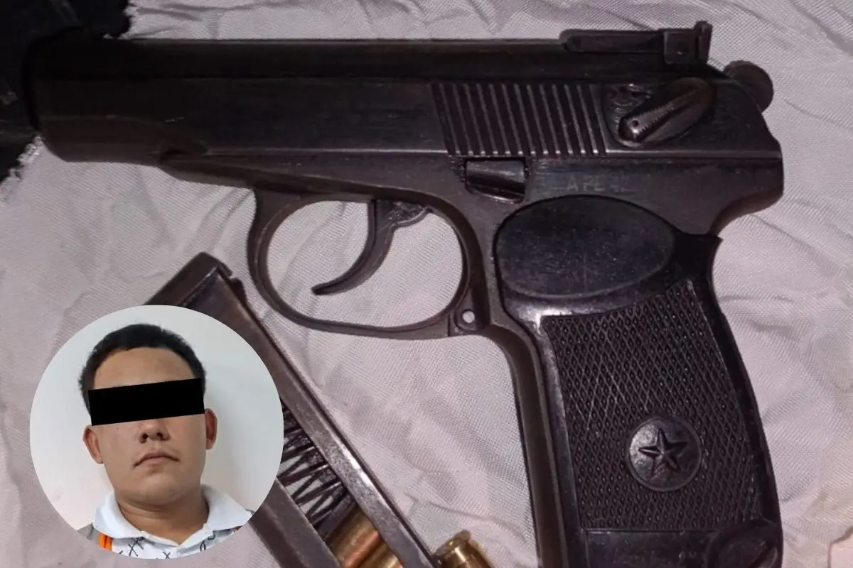 El detenido fue identificado como César N, de 19 años de edad, quien quedó a disposición del Ministerio Público de la Federación. Foto: Secretaría de Seguridad Pública y Vialidad Santiago N.L