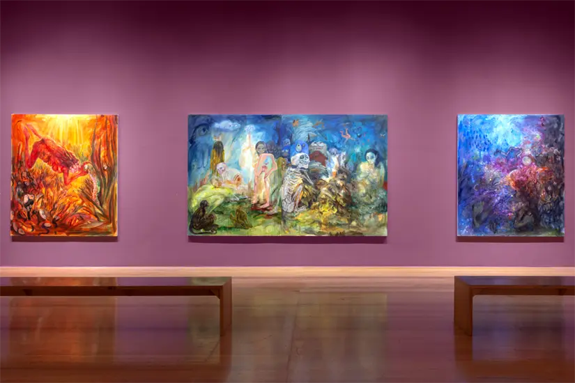 Una constelación artística en MARCO: Vidales, Muñoz y Guzmán tejen nuevas miradas en En el hilo de la noche, la trama del mundo. Foto: MARCO.