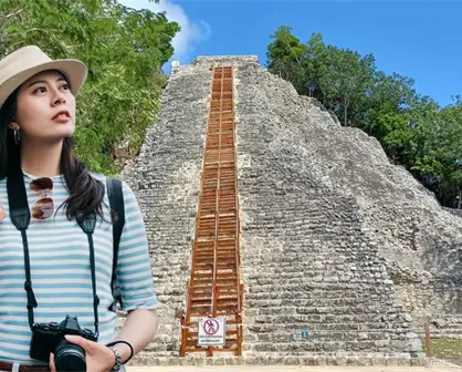 Inauguran una nueva escalinata para subir al basamento más alto de la zona arqueológica de Cobá en Quintana Roo