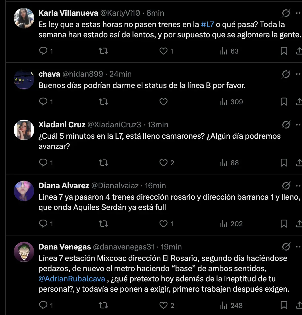 imagen recuadro Comentarios de usuarios del Metro CDMX. Foto: captura X (@MetroCDMX)