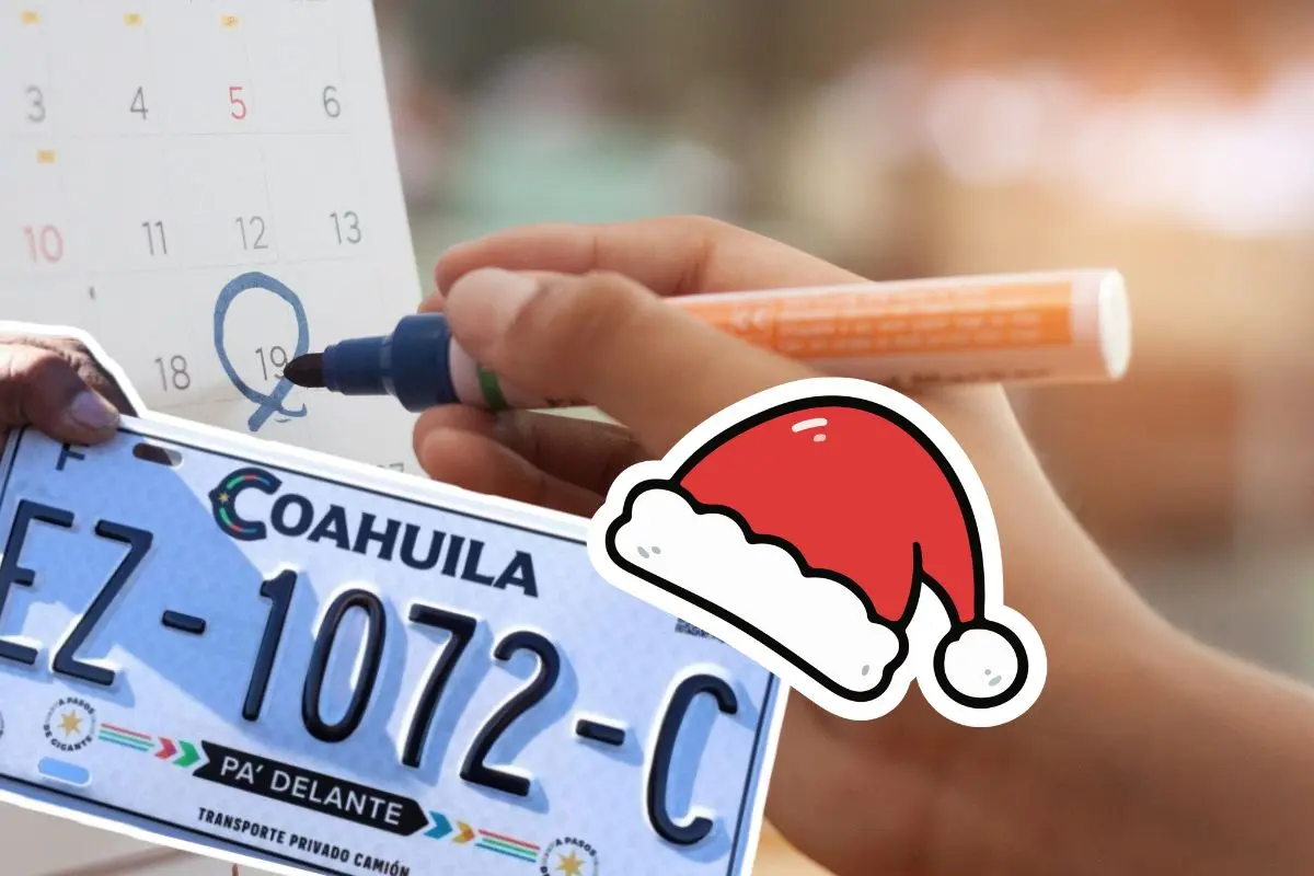 Calendario de interino ilustra si hay descuentos en placas vehiculares en Coahuila este diciembre / Foto: Gobierno de Coahuila | Canva