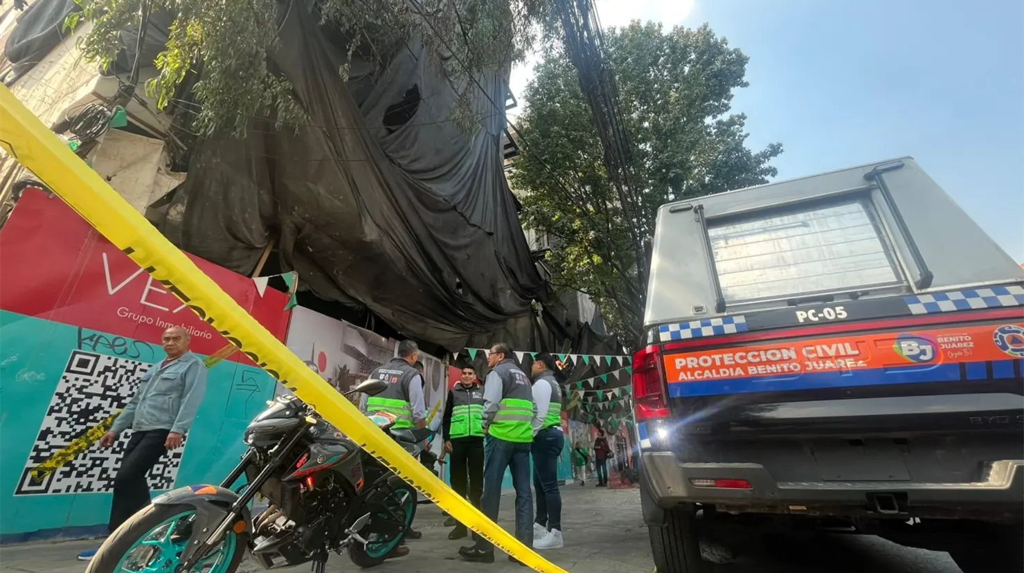 Edificio donde cayó un trabajador en la alcaldía Benito Juárez. Foto: Luis Antonio Alfaro