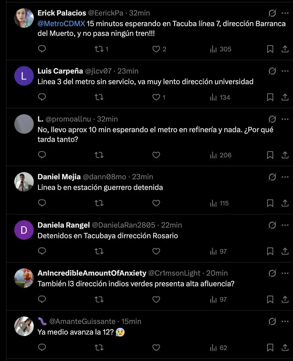 imagen recuadro Comentarios usuarios del Metro CDMX. Foto: captura X (@MetroCDMX)