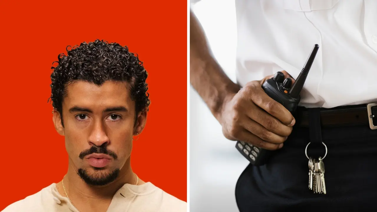 Bad Bunny e imagen que ejemplifica la seguridad por los conciertos de Bad Bunny en Ciudad de México | Youtube: Bad Bunny | Canva Pro