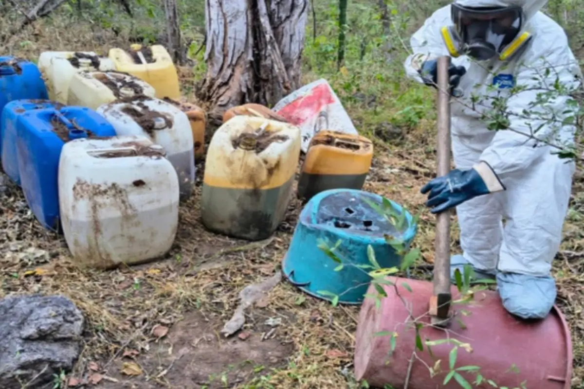 Los precursores químicos fueron destruidos Foto: Seguridad Pública Sinaloa