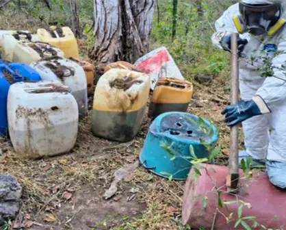 Autoridades destruyen más de 10 áreas de concentración de químicos clandestinas en Culiacán y Cosalá