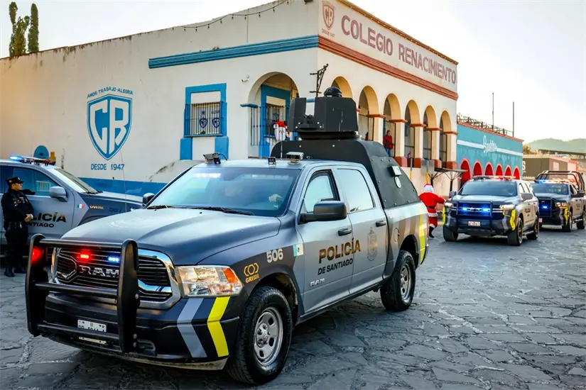 imagen recuadro Patrullas blindadas se encuentran listas para el operativo Navidad Segura 2025 en Santiago, Nuevo León. Foto: Facebook David de la Peña