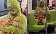 VIDEO | Pasajeros captan al Grinch comiendo chicharrones dentro del Metro CDMX VIDEO | Pasajeros captan al Grinch comiendo chicharrones dentro del Metro CDMX
