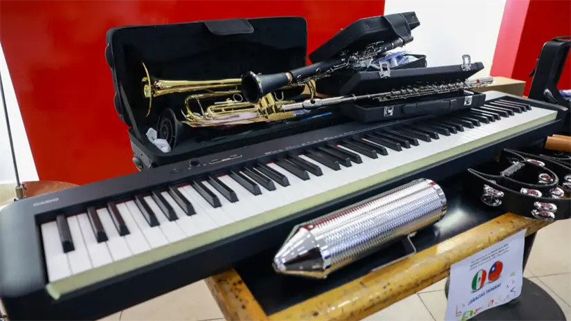 Instrumentos que han sido donados para fortalecer el arte y la cultura en Edomex.  Foto: Especiales