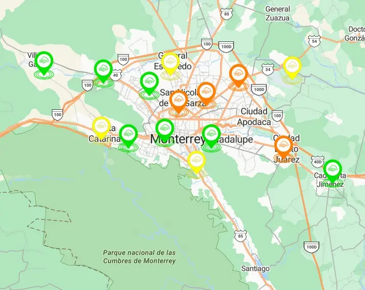 imagen recuadro De las 15 estaciones, 7 presentan buena calidad del aire en Monterrey. Foto: SIMA Nuevo León.