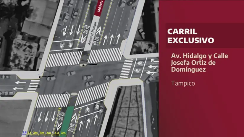 Ruta donde transitará el transporte público con tecnología BTR | Foto: SEDUMA Tamaulipas