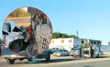 Accidente en El Centenario deja un lesionado y provoca volcadura de patrulla municipal