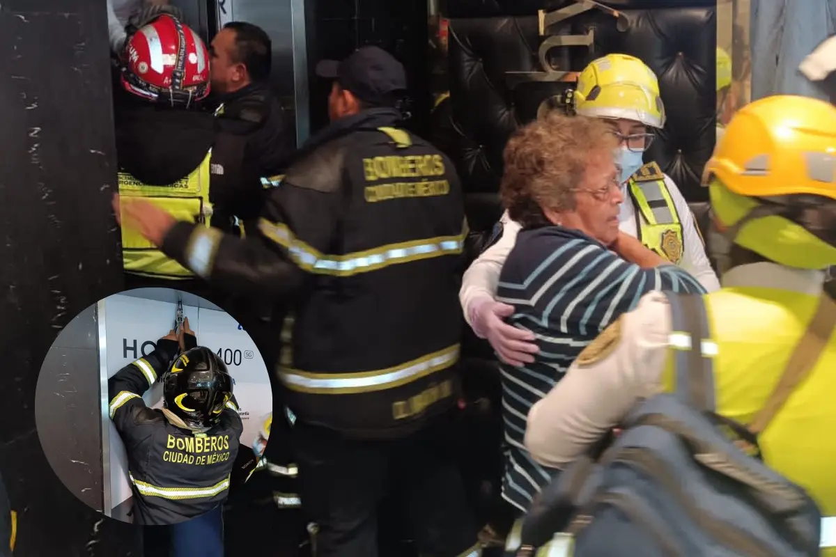 Falla elevador en Avenida Juárez, CDMX; bomberos rescatan a 13 personas tras crisis nerviosa. Foto: X @JefeVulcanoCova