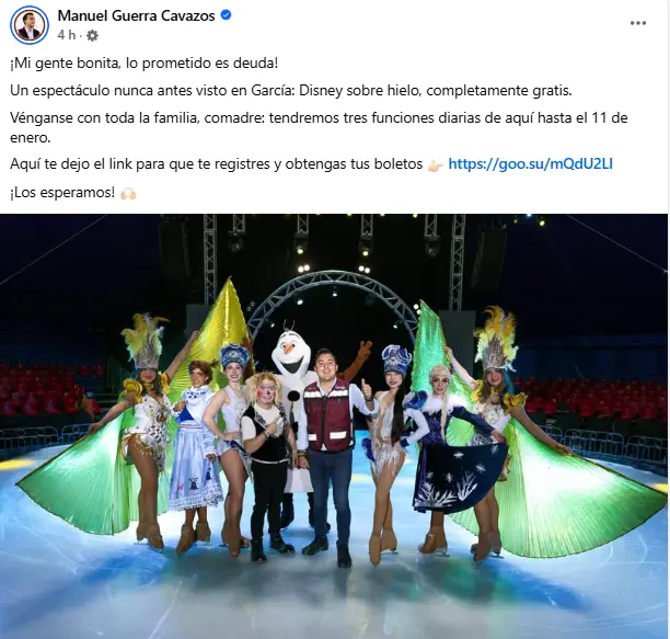 Comunicado del alcalde de García en redes sociales Foto: Facebook Manuel Guerra 