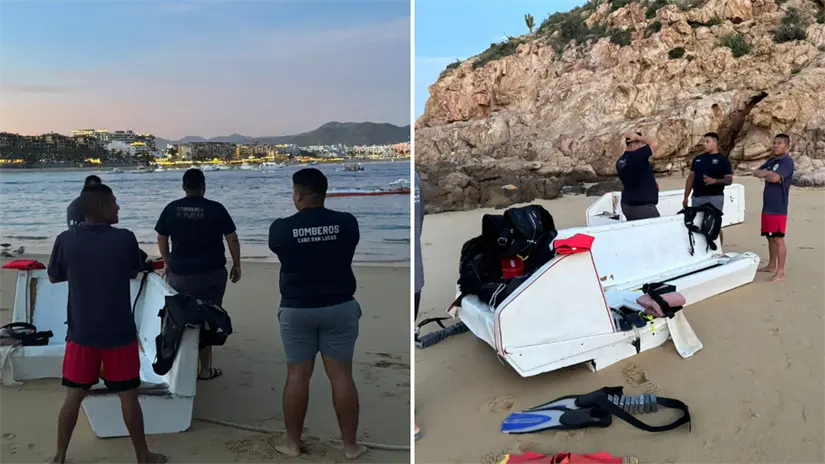 imagen recuadro Bomberos de Cabo San Lucas apoyaron en las labores de recuperación de la embarcación hundida. Foto: Cuerpo de Bomberos de Cabo San Lucas