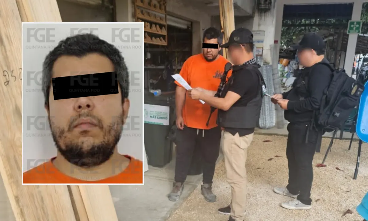 Heberto José “N”, encargado del establecimiento, detenido por explotación laboral Foto: FGE Quintana Roo